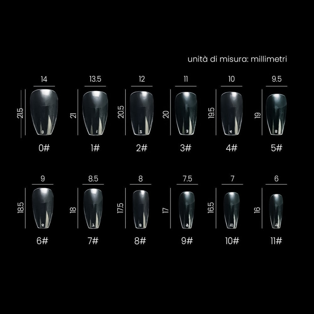 7656 Ballerina corta Nail Gel Tips Estrosa - 12 misure 240 pz