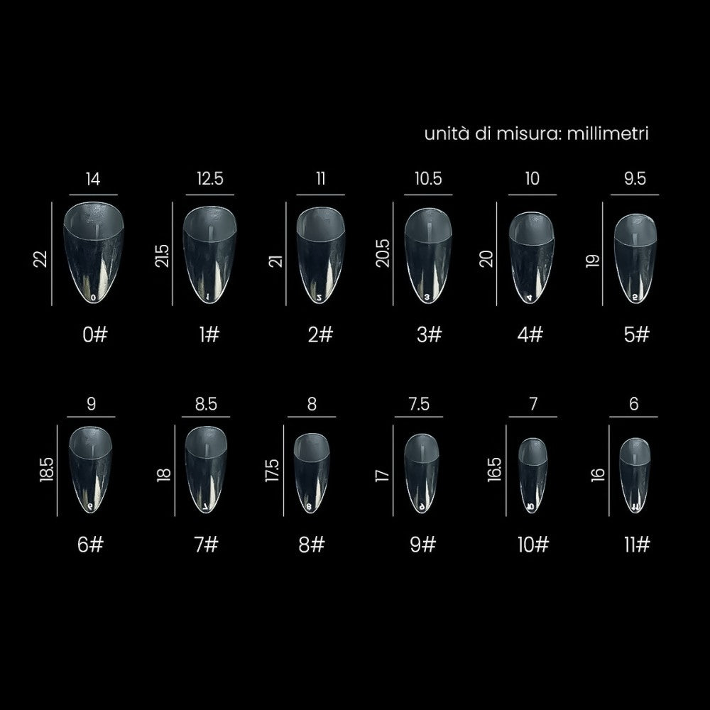 7657 Mandorla corta Nail Gel Tips Estrosa - 12 misure 240 pz