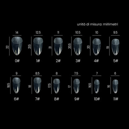 7657 Mandorla corta Nail Gel Tips Estrosa - 12 misure 240 pz