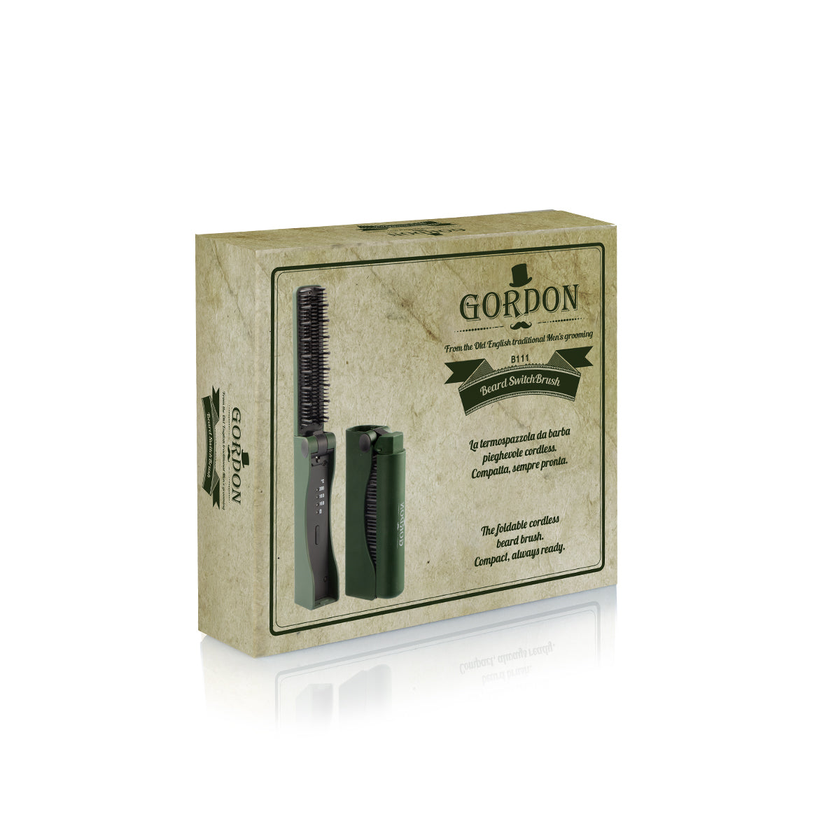 B111 Beard SwitchBrush Gordon Termospazzola da barba pieghevole cordless