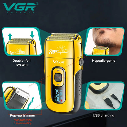 VGR V-332 – Rasoio Professionale a Lamina con Display LED